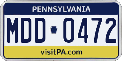 PA license plate MDD0472