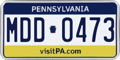 PA license plate MDD0473