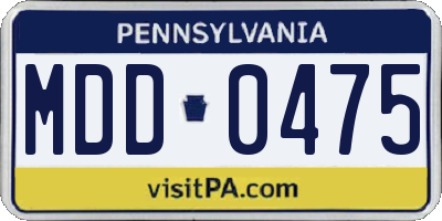PA license plate MDD0475