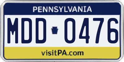 PA license plate MDD0476