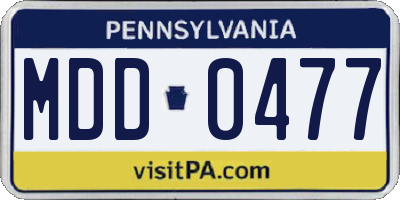 PA license plate MDD0477