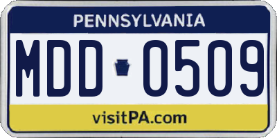 PA license plate MDD0509