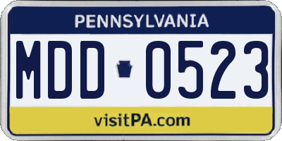 PA license plate MDD0523
