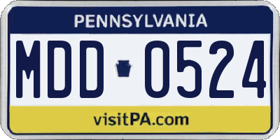 PA license plate MDD0524