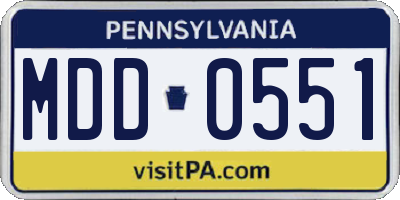 PA license plate MDD0551