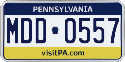 PA license plate MDD0557