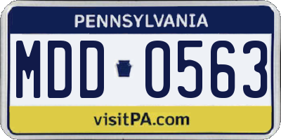 PA license plate MDD0563