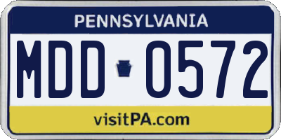 PA license plate MDD0572