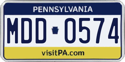 PA license plate MDD0574
