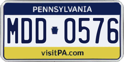 PA license plate MDD0576