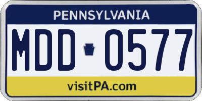PA license plate MDD0577