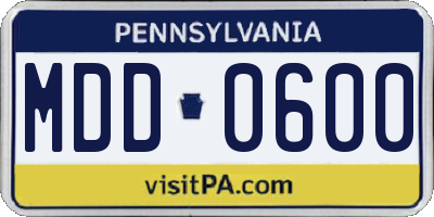 PA license plate MDD0600