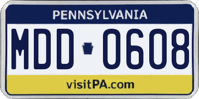 PA license plate MDD0608