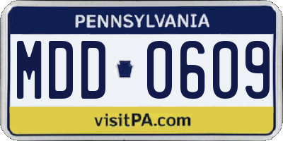 PA license plate MDD0609