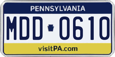 PA license plate MDD0610