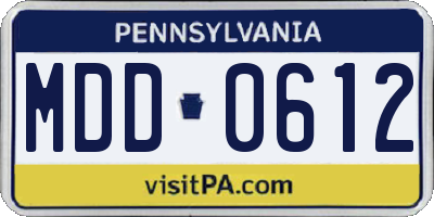 PA license plate MDD0612