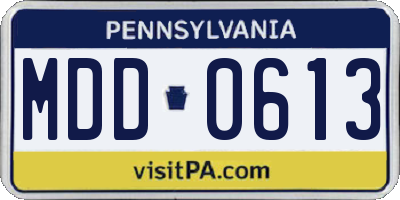 PA license plate MDD0613