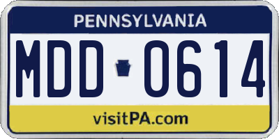PA license plate MDD0614