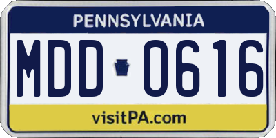 PA license plate MDD0616