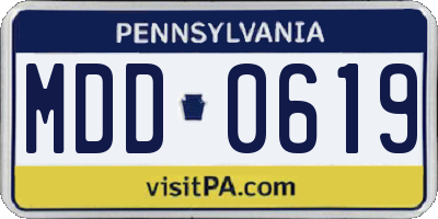 PA license plate MDD0619