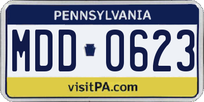 PA license plate MDD0623