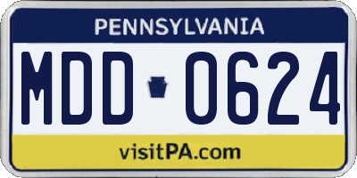 PA license plate MDD0624