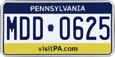 PA license plate MDD0625