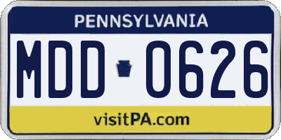 PA license plate MDD0626