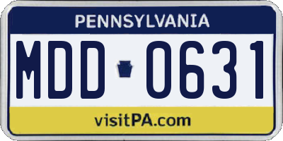 PA license plate MDD0631