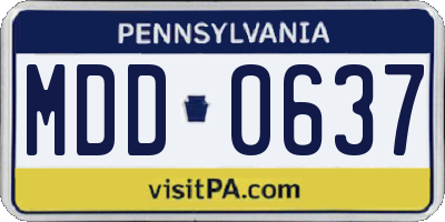 PA license plate MDD0637