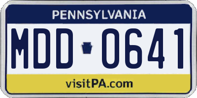PA license plate MDD0641