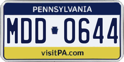 PA license plate MDD0644