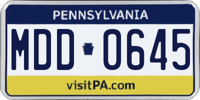 PA license plate MDD0645