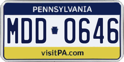 PA license plate MDD0646