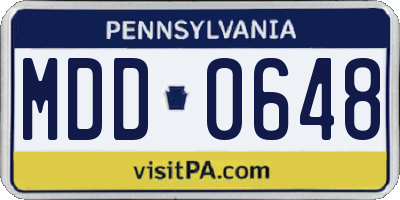 PA license plate MDD0648