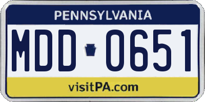 PA license plate MDD0651