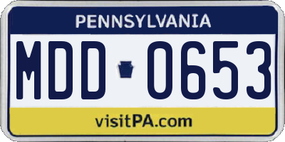 PA license plate MDD0653