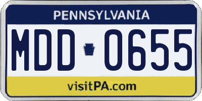 PA license plate MDD0655