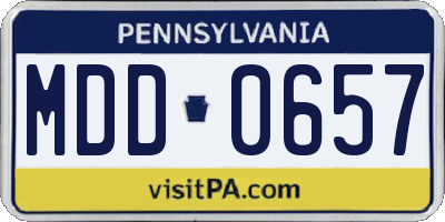 PA license plate MDD0657