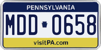 PA license plate MDD0658