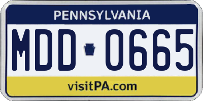 PA license plate MDD0665