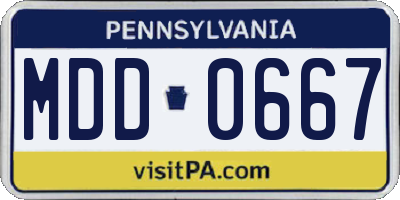 PA license plate MDD0667