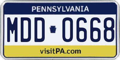 PA license plate MDD0668
