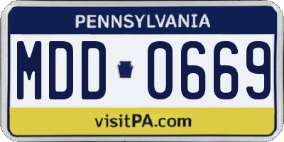 PA license plate MDD0669