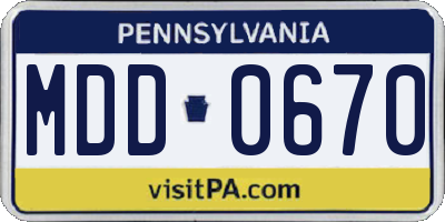 PA license plate MDD0670