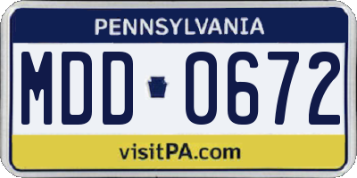PA license plate MDD0672