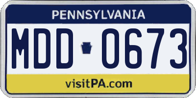 PA license plate MDD0673