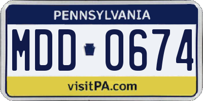 PA license plate MDD0674