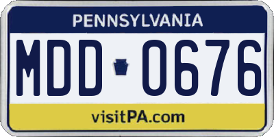 PA license plate MDD0676