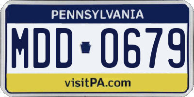 PA license plate MDD0679